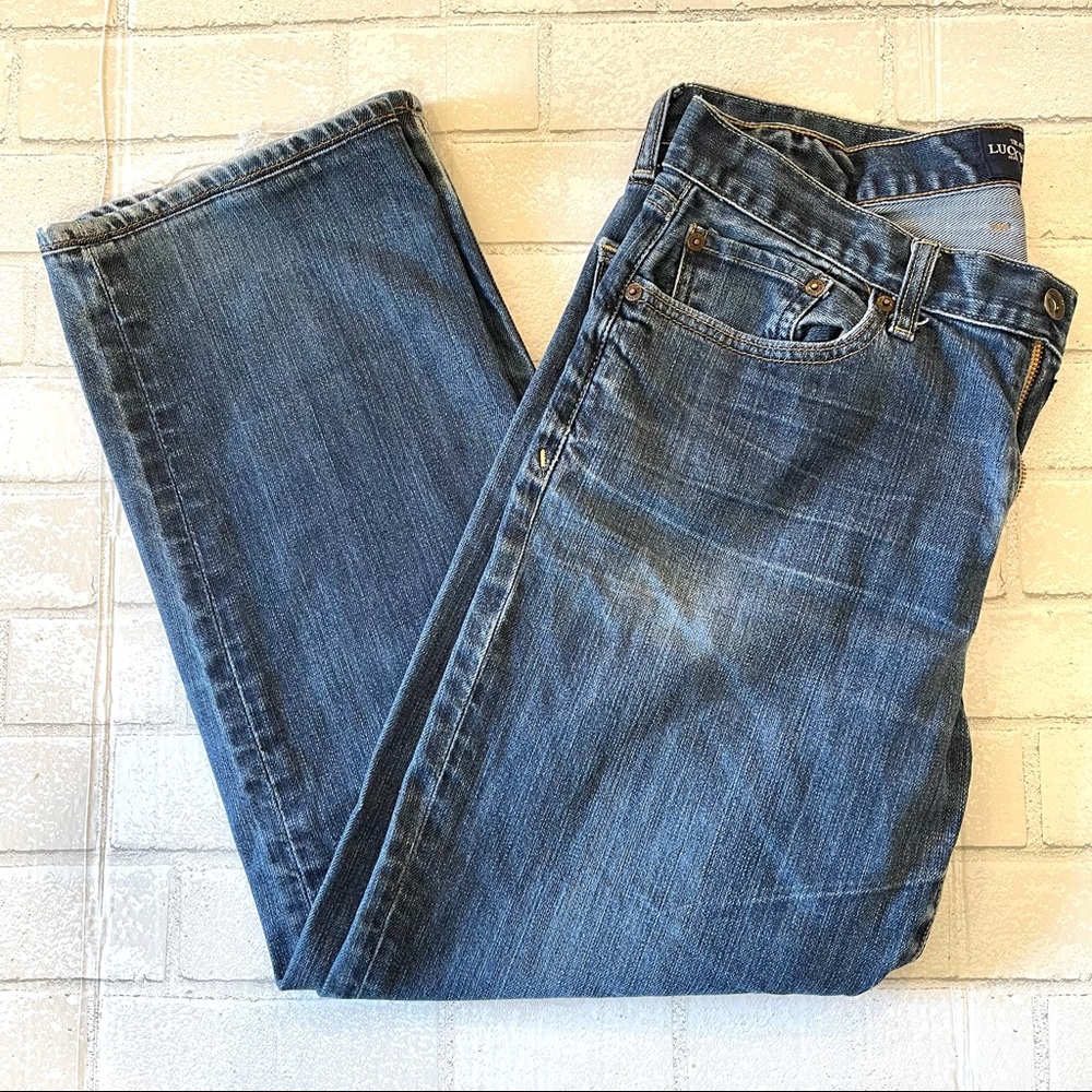 Lucky Brand 363 Vintage Straight Jeans 34x30 Soft Medium Blue Distressed